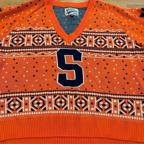 Syracuse University SU Orange/Navy Holiday/Christmas Sweater XXL - Picture 3 of 5